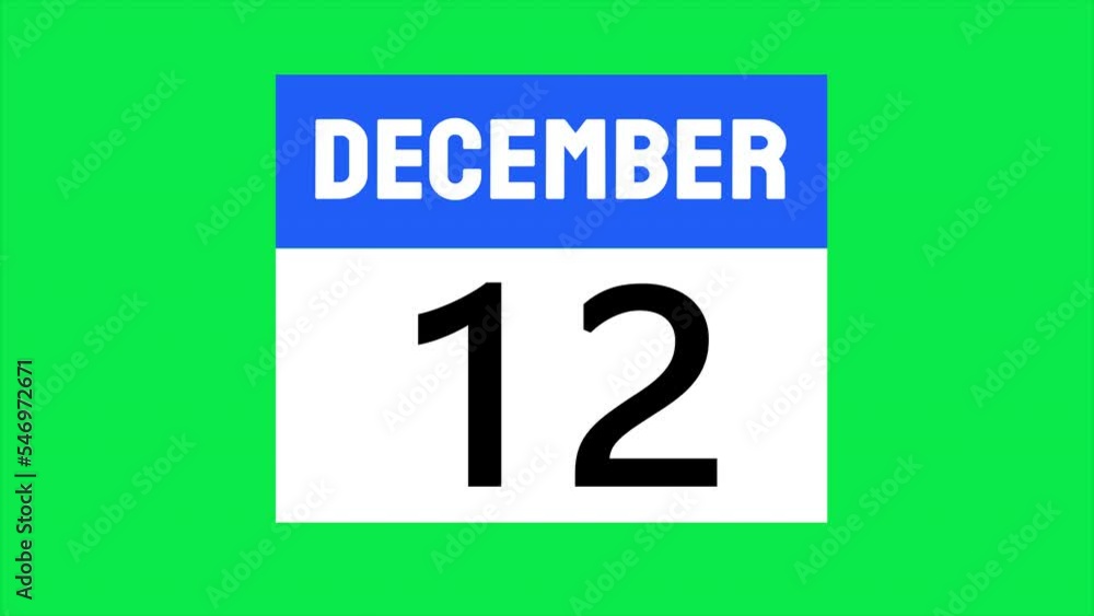 Calendar for december, to business or holidays purposes, all days of the month running fast, green screen background, 4k resolution animation Calendar for december, to business or holidays purposes, all days of the month running fast, green screen background, 4k resolution animation