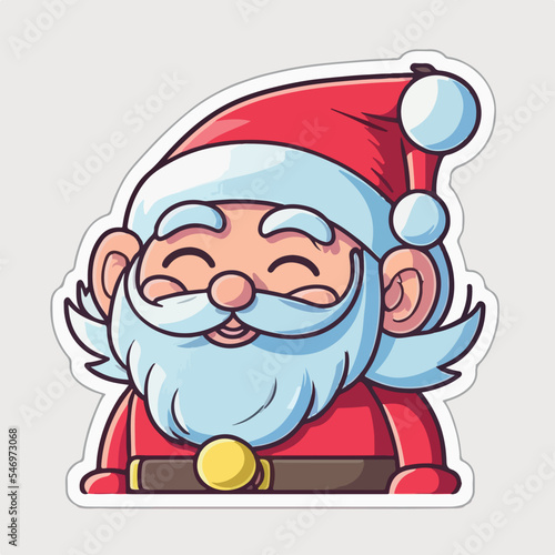 Sticker template with christmas santa, xmas happy Santa stickers collection. New-year holidays