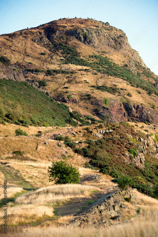 Arthur's seat, inactive volcano in the center of Edinburgh, Scotland