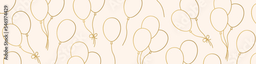Fotobehang golden party, celebration, birthday, amusement park, banner with balloons- vecto