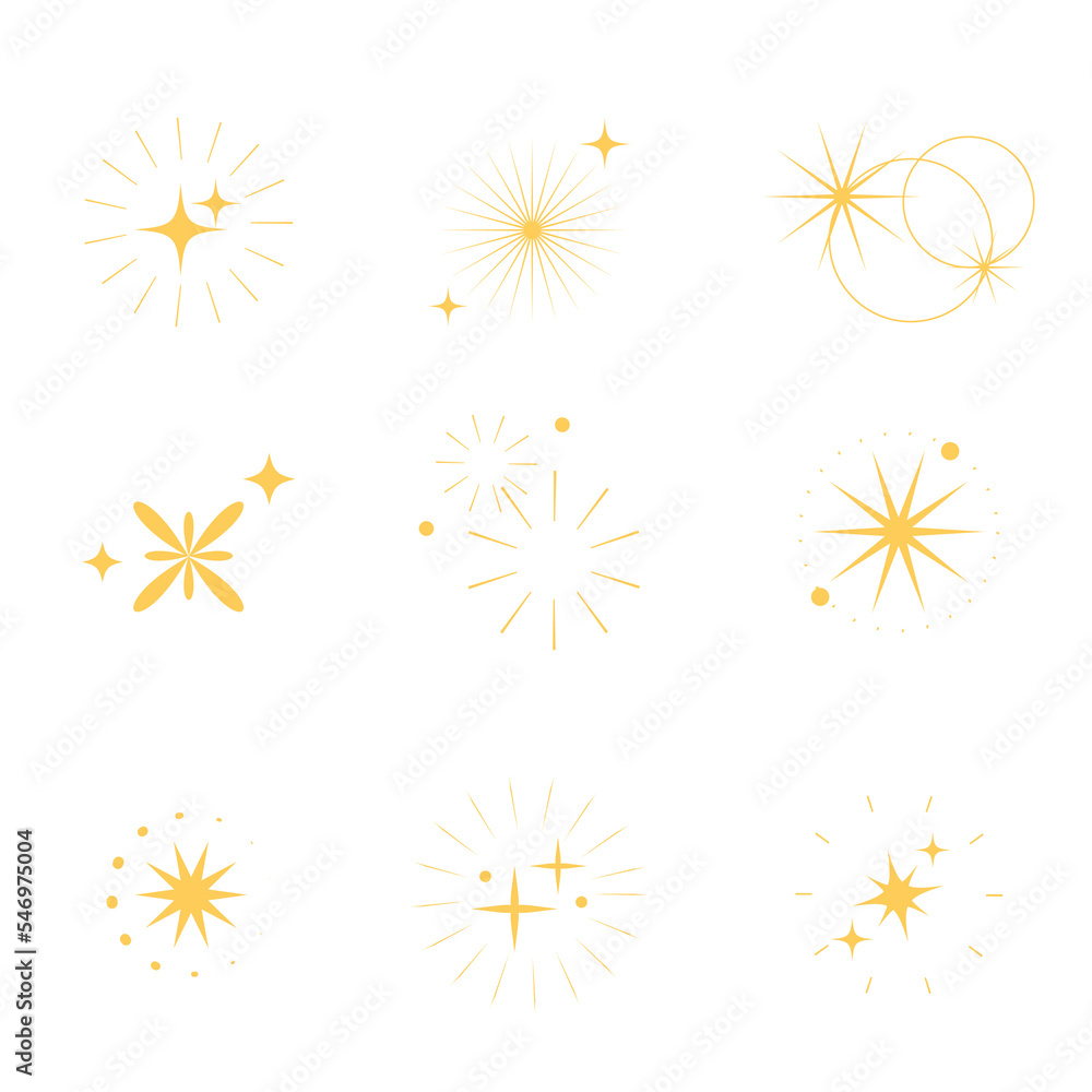 Set of sparking star. Icon and symbol. Starry vector illustration Set of sparking star. Icon and symbol. Starry vector illustration