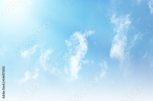 Blue sky with white cloud. The summer heaven is colorful clearing day Good weather and beautiful nature in the morning.