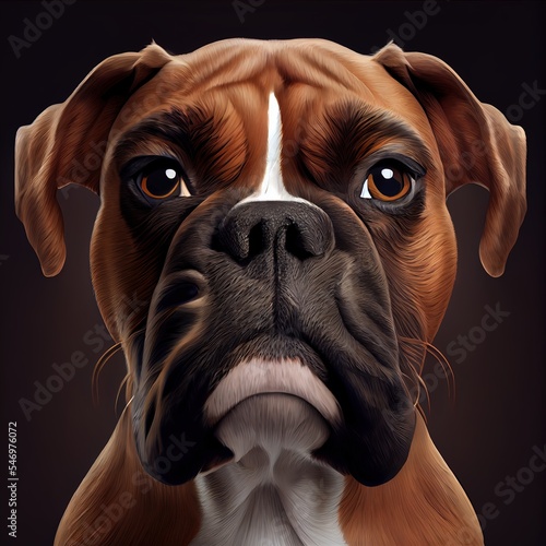 3d Bulldog portrait. Dog portrait on isolated background