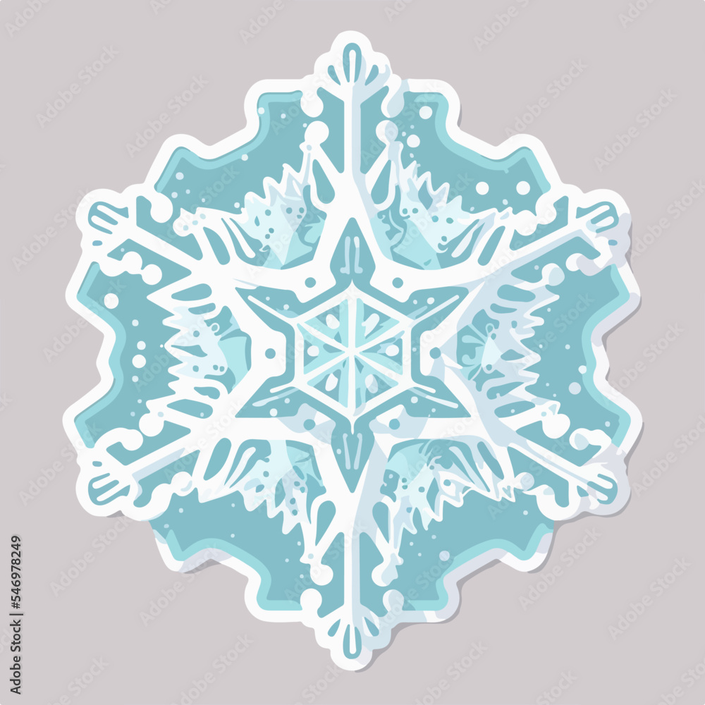 Sticker template with christmas snowflake,  xmas snowflake stickers collection. New-year collection