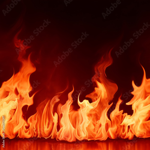 Fire - excellent flames, fiery elements on a black background