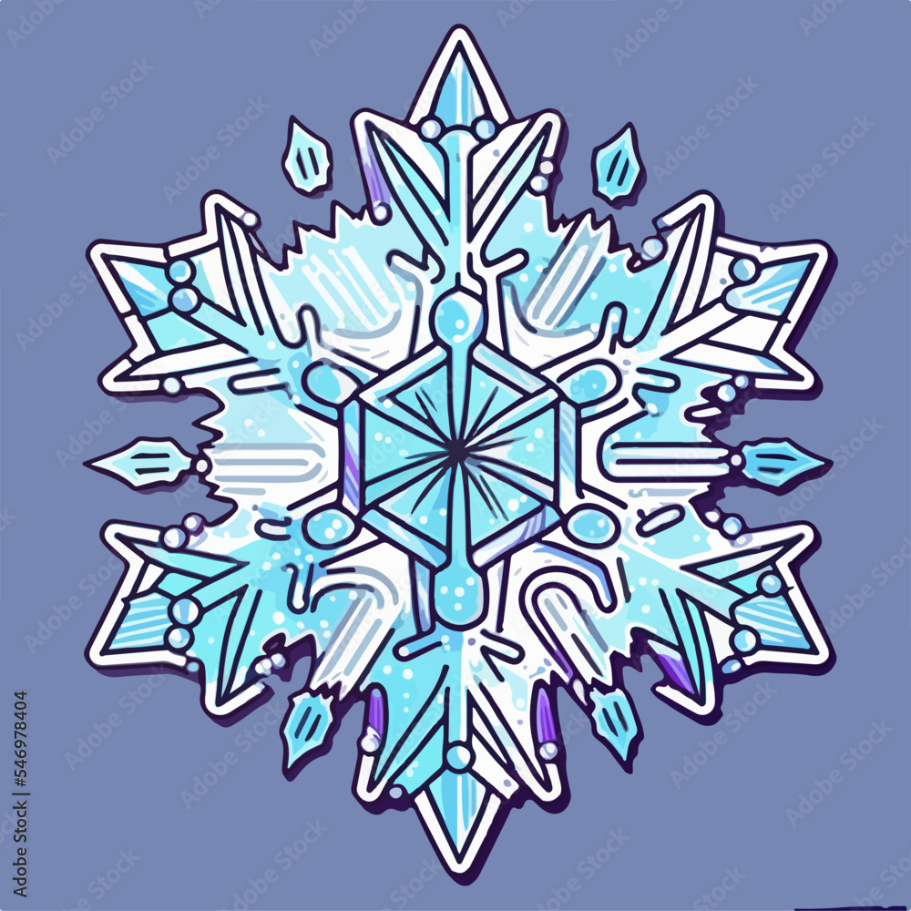 Christmas snowflake sticker, xmas cute snowflake stickers. Multicolor Christmas snowflake sticker, xmas cute snowflake stickers. Multicolor