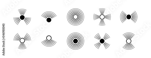 Pain black circles. Aching place sign. Sonar, radio wave, radar. Vector EPS 10