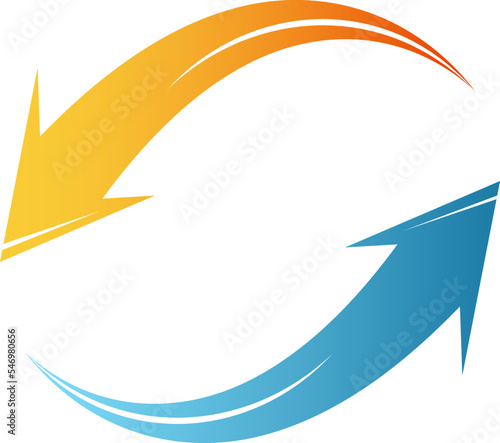 Red heating and blue cooling arrows. Home air conditioner symbol