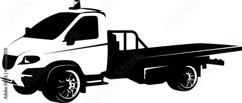 Tow truck car silhouette. Assistance in case of an accident and evacuation of incorrect parking