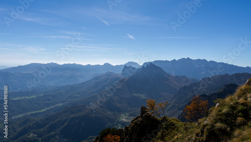 panorama of the mountains from a scenic spot in the italian dolomites during fall season