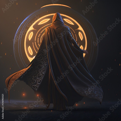 Ancient fantasy black magic cloak photo