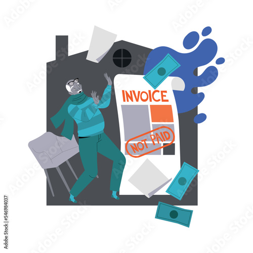 Energy Crisis and Disaster with Senior Man Shocked with Not Paid Invoice with High Price for Electricity Vector Illustration