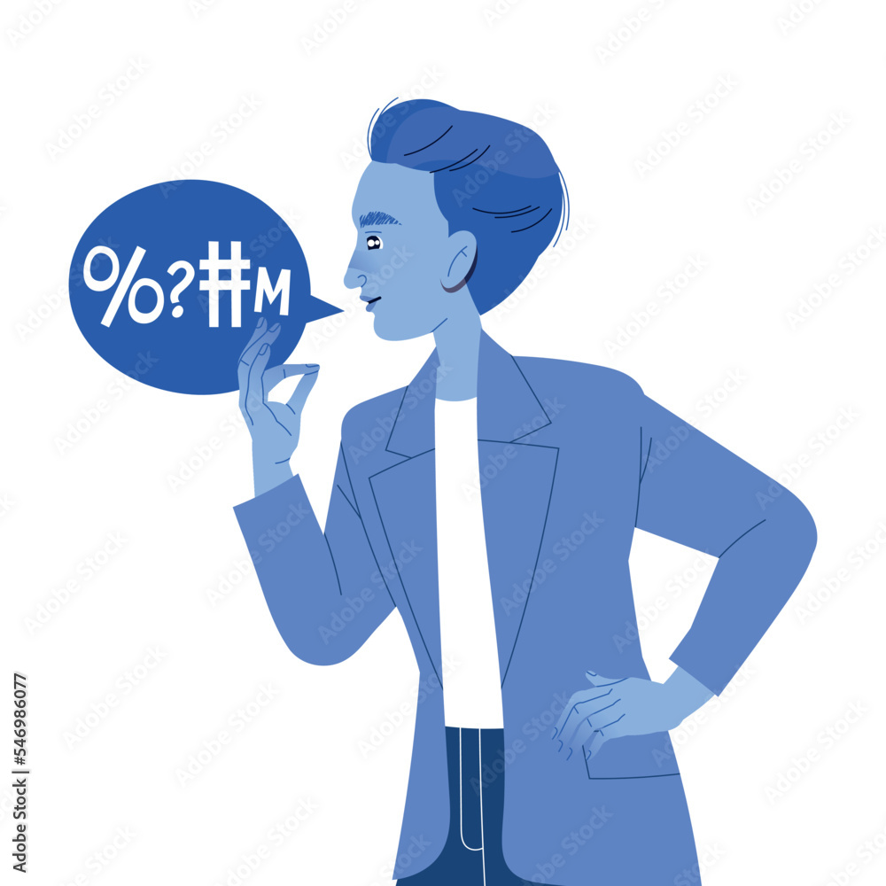 man-character-speaking-with-swear-words-as-aggressive-speech-vector