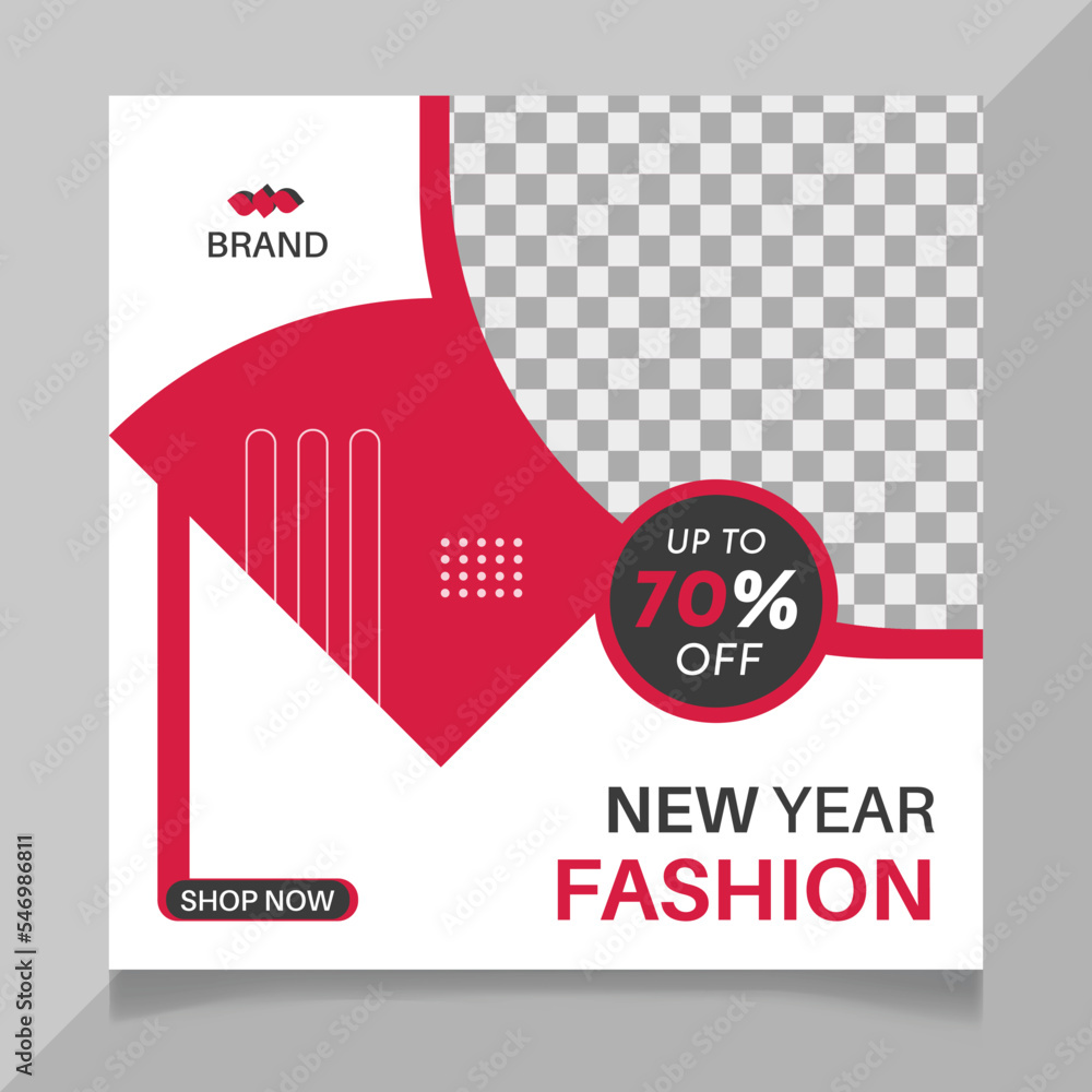 Fototapeta premium Happy new year super fashion sale social media post template