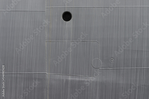 Welding bead pattern of the watertight hull (watercraft) of a ship  photo