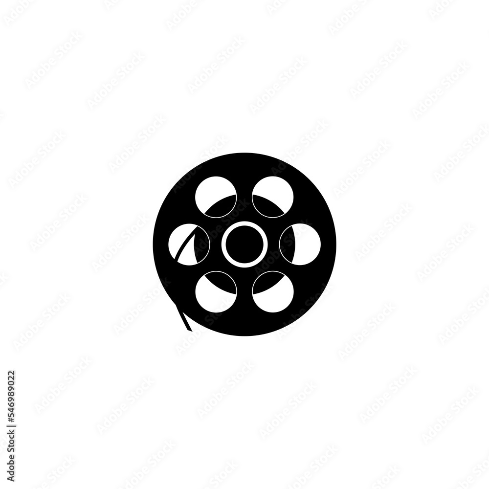Old retro reel with film strip on white background.