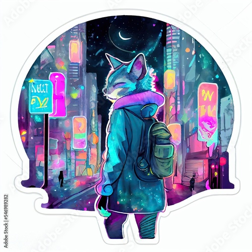 Cyberpunk girl sticker logo cartoon art