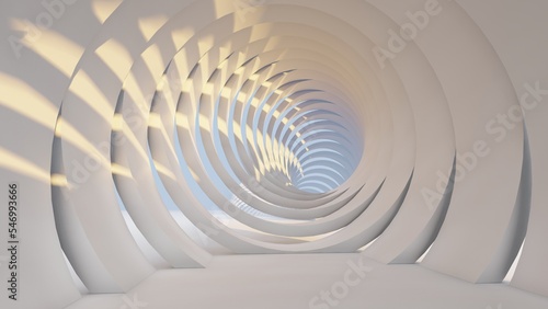 Fototapeta Naklejka Na Ścianę i Meble -  Abstract architecture background white round tunnel 3d render