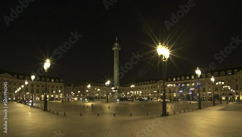 Place et Colonne Vendôme de Nuit, Paris, France photo