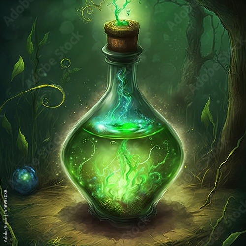 potion magique, flacon d'élixir coloré photo