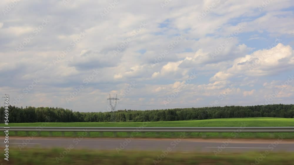 roadside view, asphalt road and landscape roadside view, asphalt road and landscape