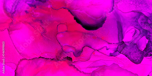 Romantic Ink Fluid. Fuchsia Artistic Canvas. Wine