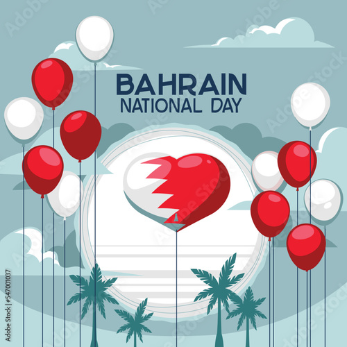 Illustration of Love Shape Baloon Celebrate Bahrain National Day