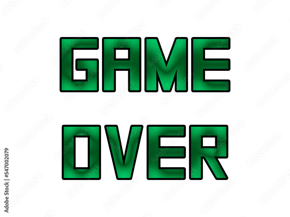 Isolated game over text message screen, green square war camouflage text.
Isolated game over text message screen, green square war camouflage text.