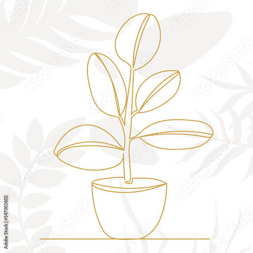 potted plant continuous line drawing, vector, sketch