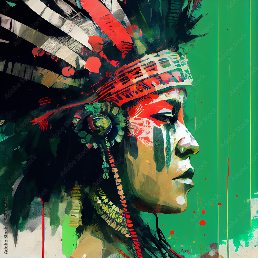 Obraz premium aztec warrior portrait - generative AI