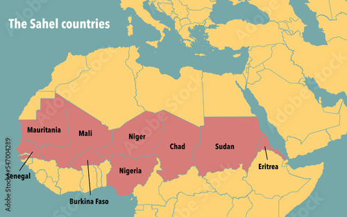 Countries of the Sahel region in Africa