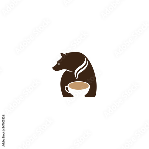 vector illustration of a bear and coffee for an icon, symbol or logo. suitable for coffee shop logo 