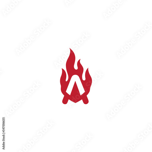 ilustrasi vektor huruf A dan api untuk ikon, simbol atau logo. templat logo A 