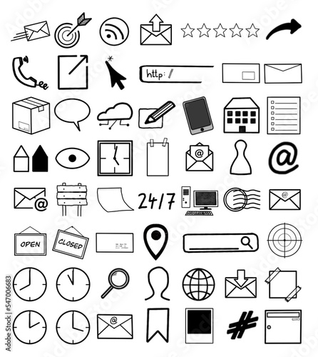 53x Kontakt / Contact - Telefon Email Website Homepage Post Shop - Suche - Business Firma Büro Shop - Set Icons Cliparts Zeichen Symbole 
