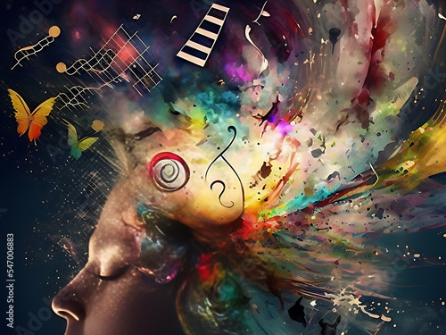 Music-Vision Synesthesia - A fictional person, not based on a real person photo