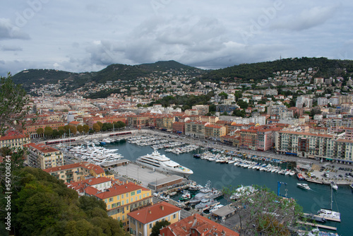 Yachts and boats in Marina in Nice, France. Aerial view  © Maciej