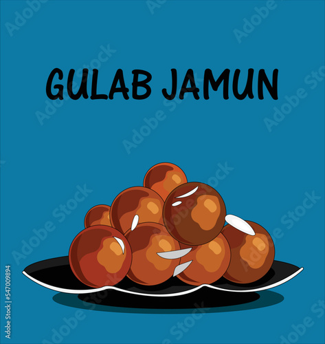 Gulab jamun Indian and Pakistani food vector illustration
