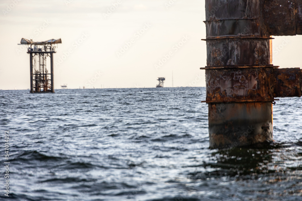 Oil Rig Legs In the Gulf Of Mexico Off Coast of Louisiana