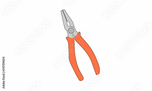 Vector illustration, orange pliers, For building work isolated on white background