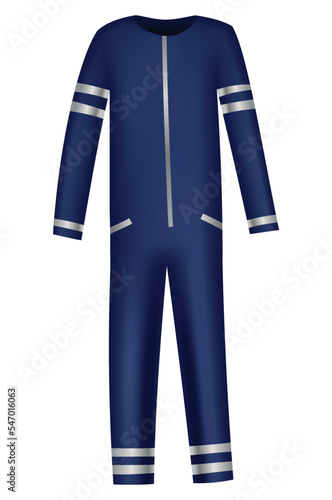 Workwear uniform element. Blue denim overall or dungaree as uniform. Protective clothing or safety equipment. Construction workers clothing, uniform mockup