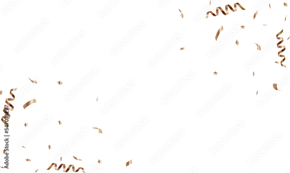congratulatory background with gold confetti and serpentine. Vector illustration - obrazy, fototapety, plakaty 