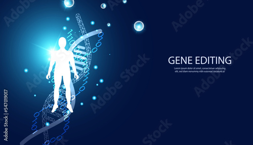 abstract science human Biochemical experiments, DNA concepts, in vitro, gene editing, gene transplants or medicines on a blue background.