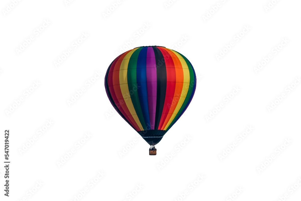 Fototapeta premium Colorful rainbow hot air balloon isolated PNG rich