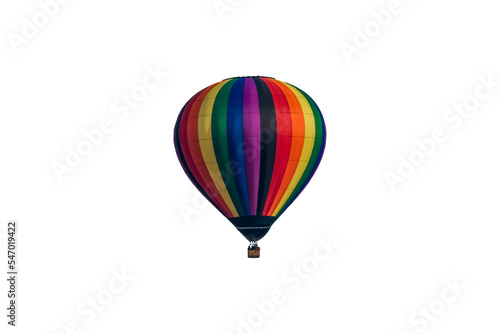 Colorful rainbow hot air balloon isolated PNG rich