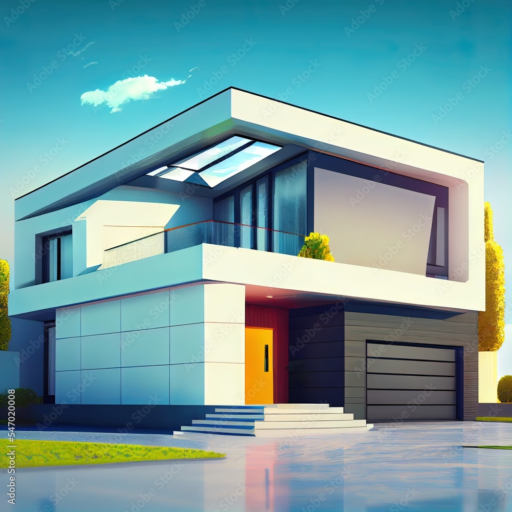3D Rendering Of A Modern House With A Flat Roof Elite Architecture 
