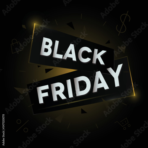 Black Friday Sale Golden Banner for Online Marketing Campaign