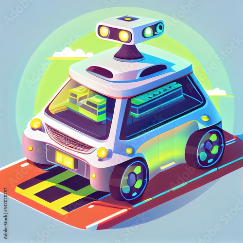 Driverless self driving autonomous vehicle with lidar 3d illustration photo