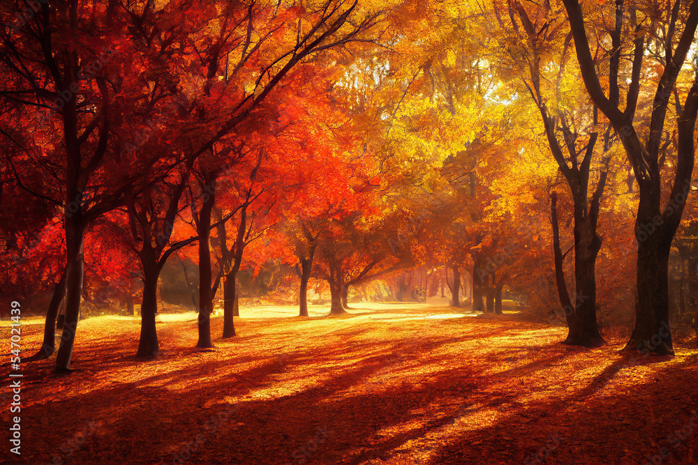 Fototapeta premium Gorgeous forest in beautiful fall colors.