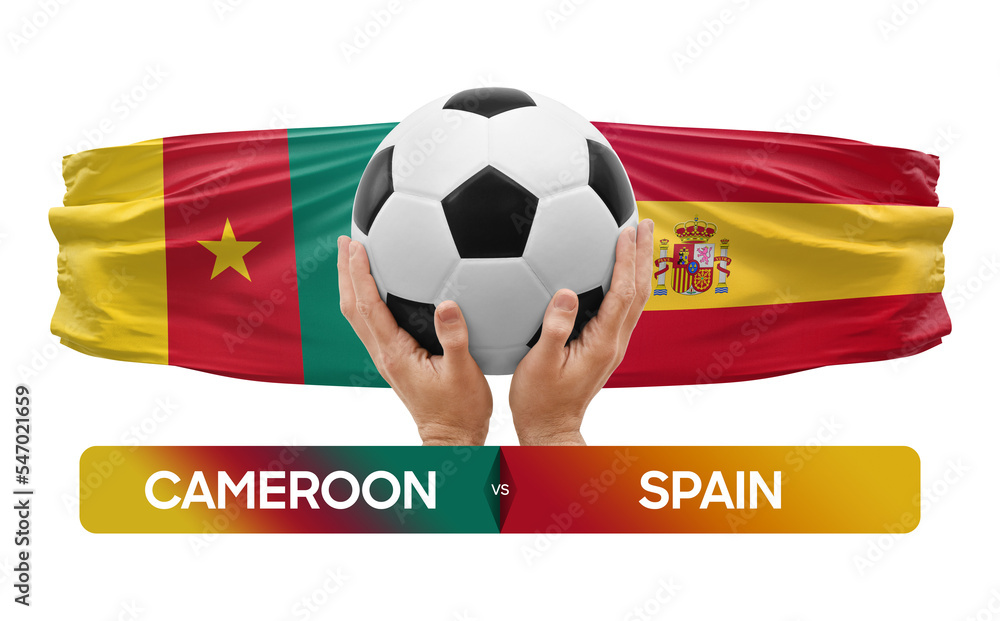 Fototapeta premium Cameroon vs Spain national teams soccer football match competition concept.