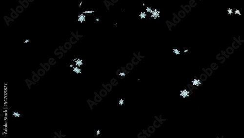 snowfalek falling down looping transparent background overlay